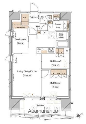 ブランシエスタ浅草蔵前(2SLDK/14階)の間取り写真