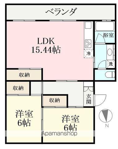 南ハイツ(2LDK/2階)の間取り写真