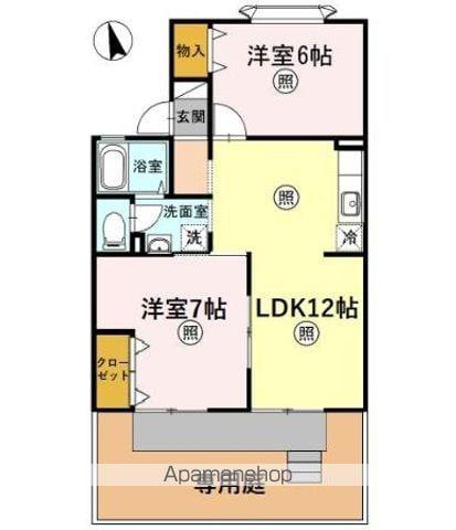 リバーサイド森町Ⅱ(2LDK/1階)の間取り写真