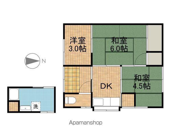 東海道本線 磐田駅 バス乗車時間：24分 福田車庫バス停で下車 徒歩4分 1階建 築69年(2SDK)の間取り写真
