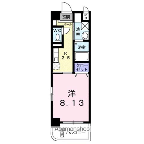 サニーソレイユ南蔵王(1K/4階)の間取り写真