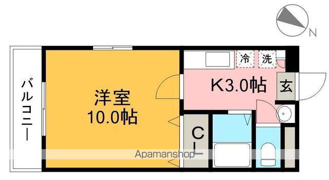 カルテットメナー(1K/1階)の間取り写真