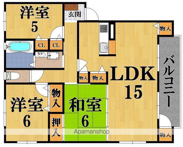 グランバリエ西大寺(3LDK/2階)の間取り写真