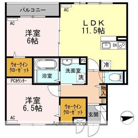 ローズスクエア府中(2LDK/1階)の間取り写真