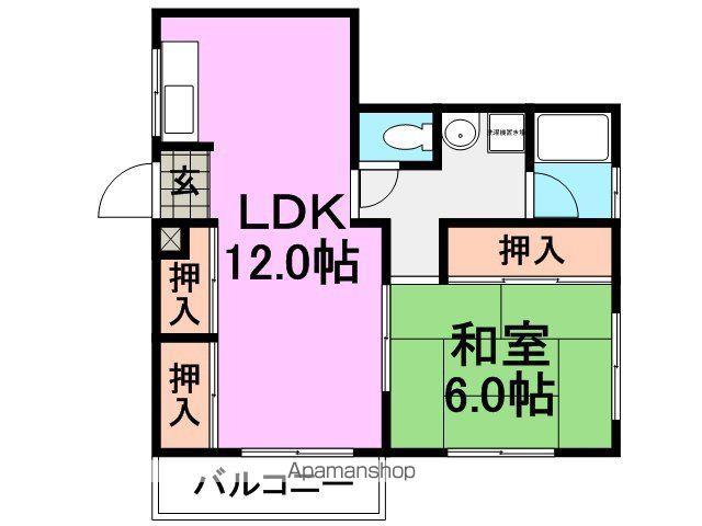 ハイツ友行(1LDK/2階)の間取り写真