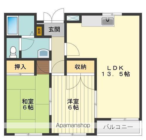 アピアⅡ(2LDK/1階)の間取り写真