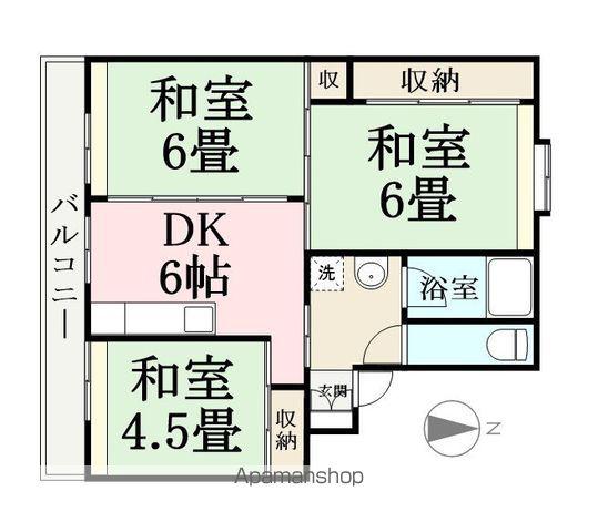 ファーストレジデンス三国1号棟(3DK/2階)の間取り写真
