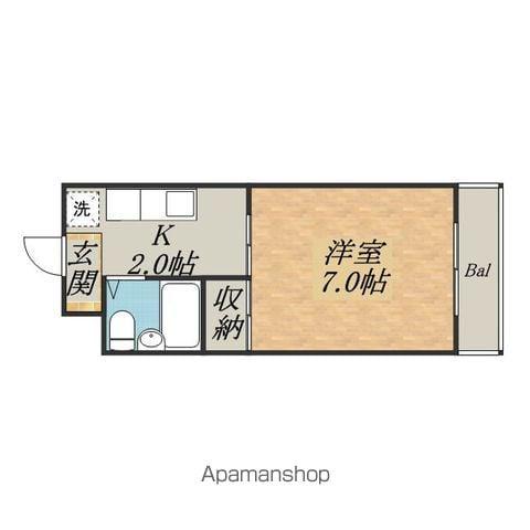 プラザ上笠(1K/2階)の間取り写真