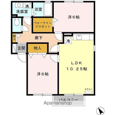 フローレス・リーベAB(2LDK/2階)の間取り写真