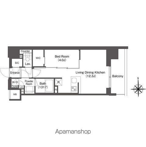 コンフォリア東新宿(1LDK/14階)の間取り写真