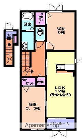 プラシード末広(2LDK/2階)の間取り写真