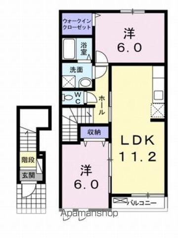 カルフール・K(2LDK/2階)の間取り写真
