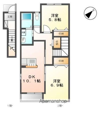 アパート さくらば(2LDK/2階)の間取り写真