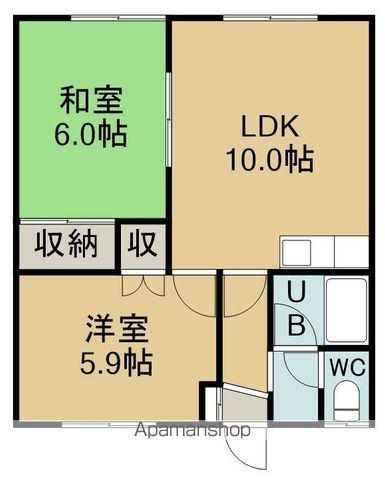 サンハイツ美原(2LDK/2階)の間取り写真