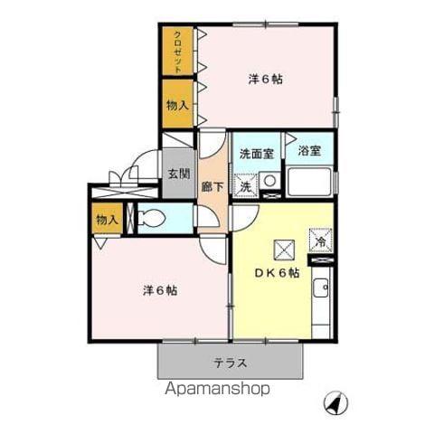 グリュックパランA(2DK/1階)の間取り写真