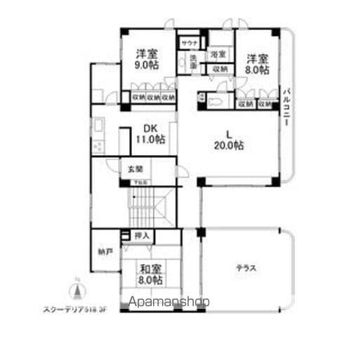 スクーデリア518(3LDK/3階)の間取り写真