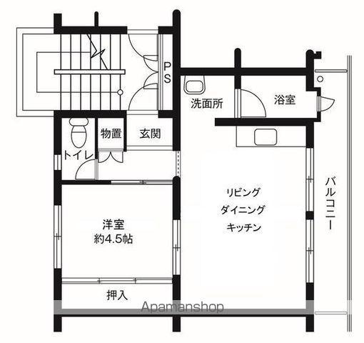 ビレッジハウス仙台鶴ケ谷二丁目13号棟(1LDK/2階)の間取り写真
