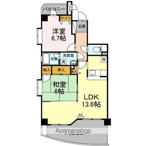グランウィング(2LDK/5階)の間取り写真