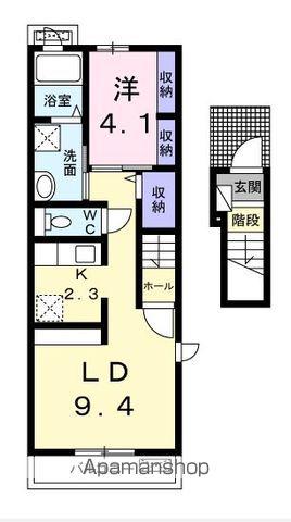 ヴァンベール 西大浜(1LDK/2階)の間取り写真