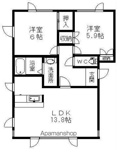 シャルムMT(2LDK/1階)の間取り写真