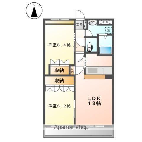 ミラーアイランドGⅠ(2LDK/2階)の間取り写真