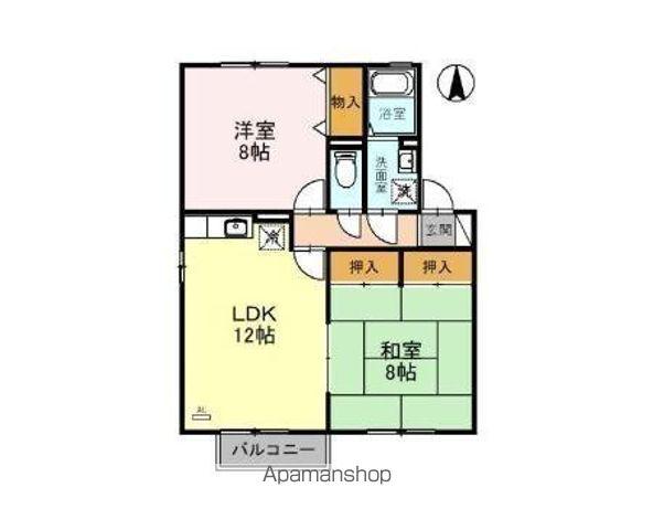 サザン ヴィレッジ B棟(2LDK/2階)の間取り写真