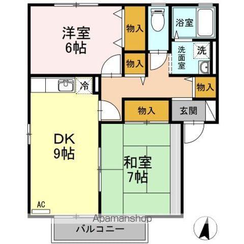 ダイワレイクC棟(2DK/2階)の間取り写真