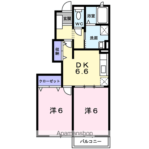 メゾン・ポポラーレB(2DK/1階)の間取り写真