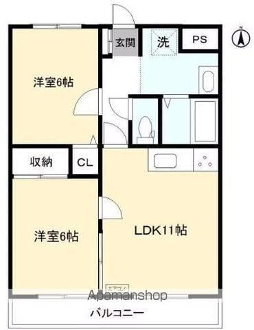 アーバン鈴木(2LDK/1階)の間取り写真