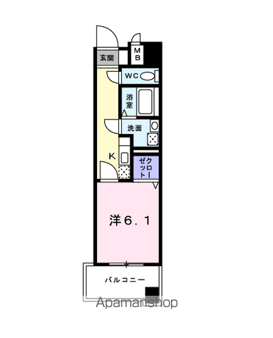 PARK岸和田Ⅱ(1K/8階)の間取り写真