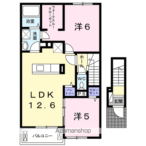 ヴィラ ピアーチェⅡ(2LDK/2階)の間取り写真