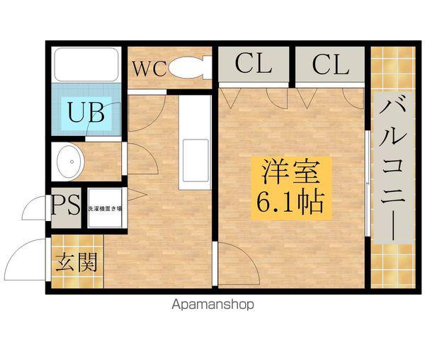 カモミールコート(1K/2階)の間取り写真