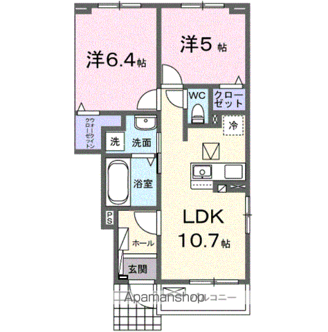 ブリーゼ メゾンⅡ(2LDK/1階)の間取り写真