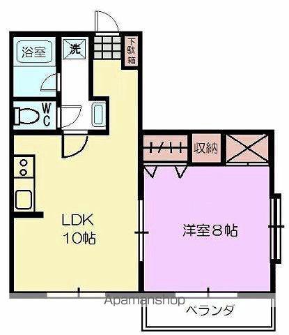 リバーシティ学園都市(1LDK/2階)の間取り写真