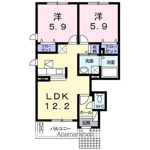 アリストガーデンⅡ(2LDK/1階)の間取り写真