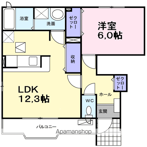 ニューコスモス・Ⅲ(1LDK/1階)の間取り写真