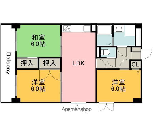 ロイヤルハイツシモダ弐番館(3LDK/4階)の間取り写真