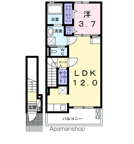 ラ・リーバンベルB(1LDK/2階)の間取り写真