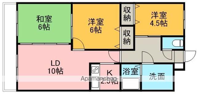 ロイヤルレインボー平岸B棟(3LDK/7階)の間取り写真