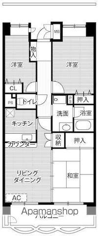 ビレッジハウス潮見タワー 1号棟(3LDK/4階)の間取り写真