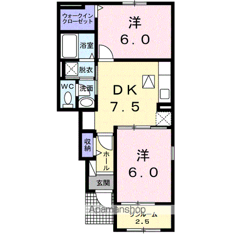 ブリッサマイリⅠ(2DK/1階)の間取り写真
