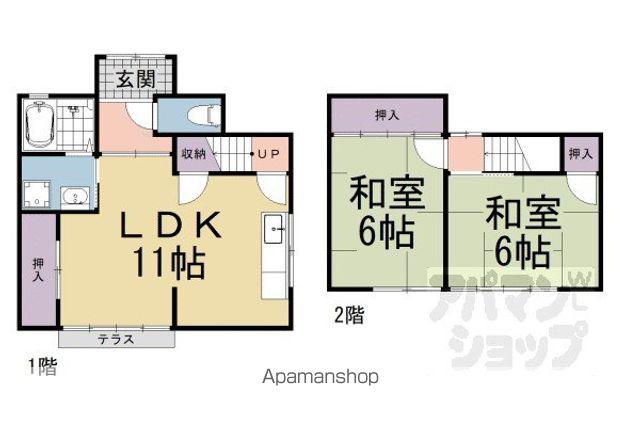 京都市東西線 東野駅(京都) 徒歩12分 2階建 築57年(2LDK)の間取り写真