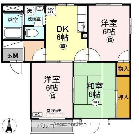 メンバーズタウン苅田B棟(3DK/2階)の間取り写真