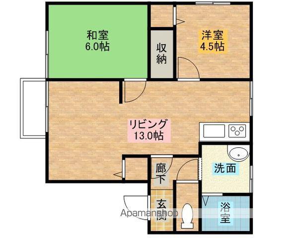 フェアステージ橘(2LDK/1階)の間取り写真