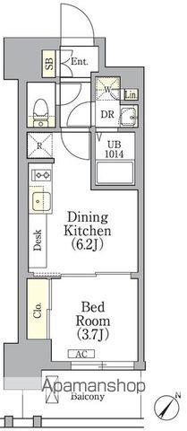 エル・セレーノ横浜関内プリマ(1DK/9階)の間取り写真