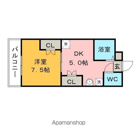 フォレスト小森野(1DK/2階)の間取り写真