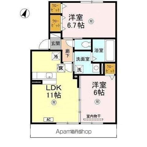 クレール森田A(2LDK/1階)の間取り写真