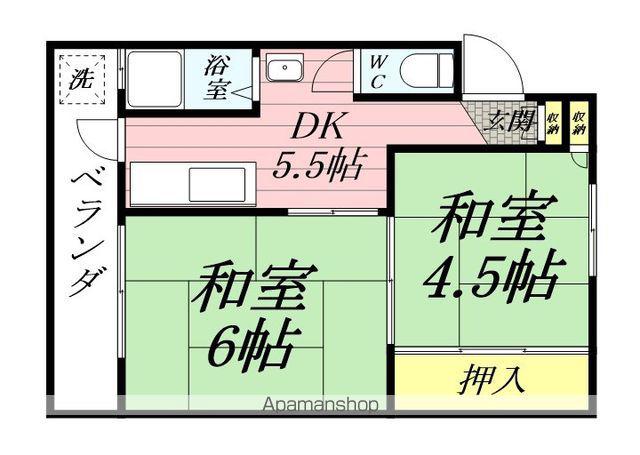 千万アパート(2K/2階)の間取り写真