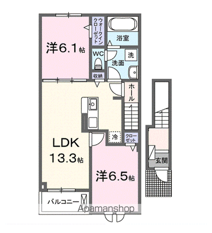サンディ ココ(2LDK/2階)の間取り写真