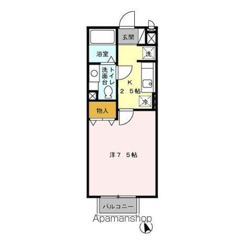 ヴィル・オランジュ UD D(1K/2階)の間取り写真